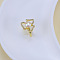 Natural Freshwater Pearl with Clear Cubic Zirconia Cuff Rings, Golden, Flower, Inner Diameter: 15~19mm