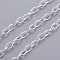 Iron Cable Chains, Textured, Unwelded, with Spool, Flat Oval, Silver Color Plated, 7x4.5x1mm, about 328.08 Feet(100m)/roll