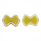Acrylic Cabochons, with ABS Plastic Imitation Pearl Beads, Bowknot, Yellow, 18x24.5x4.5mm