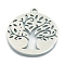 Stainless Steel Pendants, Laser Cut, Flat Round with Tree of Life Charm, Stainless Steel Color, 25mm