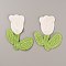 Tulip Flower Shape Polyester Knitted Appliques, Costume Hat Bag Ornament Accessories, White, 78x62x2.5mm