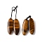 2Pcs Natural Tiger Eye Pendants, Gems Charms, Oval, 28x9x3.5mm, Hole: 1mm