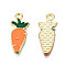 Alloy Enamel Pendants, Cadmium Free & Lead Free, Light Gold, Carrot, Coral, 22x9x1.5mm, Hole: 1.6mm