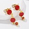 Brass Micro Pave Clear Cubic Zirconia Dangle Stud Earrings, with Enamel, Rack Plating, Long-Lasting Plated, Lead Free & Cadmium Free, Real 18K Gold Plated, Flat Round, 34.5x8mm