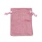 Velvet Jewelry Drawstring Storage Pouches, Rectangle, Flamingo, 9.5x7x0.5cm