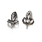 Brass Pave Clear Cubic Zirconia Leaf Head Pins, for Baroque Pearl Making, Gunmetal, 16x11mm
