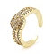 Rack Plating Brass Micro Pave Cubic Zirconia Round Open Cuff Rings for Women, Long-Lasting Plated, Cadmium Free & Lead Free, Real 18K Gold Plated, 9mm, Adjustable