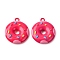 Baking Paint Alloy Pendants, Donut, Cerise, 17x15x4mm, Hole: 1.2mm