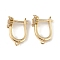 Brass Flower Hoop Earring Findings, Latch Back with Clear Cubic Zirconia, Lead Free & Cadmium Free, Real 18K Gold Plated, 18x13x7mm, Hole: 1.2mm, Pin: 1mm