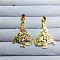 Brass Micro Pave Colorful Cubic Zirconia Pendant, Christmas Tree, 40x32mm