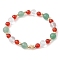 Christmas Theme Green Aventurine & Carnelian & Quartz Crystal Beaded Stretch Bracelets for Women, Round, Inner Diameter: 2-1/4 inch(5.6cm)