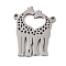 Non-Tarnish 201 Stainless Steel Pendants, Giraffe with Heart Charm, Stainless Steel Color, 25.5x20x1.5mm, Hole: 1mm