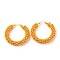 Glass Seed Beaded Hoop Earrings for Women, Real 18K Gold Plated Big Circle Brass Hoop Earrings, Orange, 44x45x8.5mm, Pin: 1.4x0.4mm