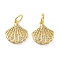 Brass Micro Pave Cubic Zirconia Pendants, Shell Shape, Lead Free & Cadmium Free, Long-Lasting Plated, Rack Plating, with Jump Ring, Real 18K Gold Plated, 13x11.5x2.5mm, Hole: 3mm