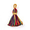 Polycotton(Polyester Cotton) Tassel Pendant Decorations, with Metallic Cord, Colorful, 40~43x7~9mm, Hole: 5~6.5x2~3.5mm