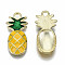 Alloy Enamel Pendants, Cadmium Free & Lead Free, Pineapple, Light Gold, Gold, 24x12x3mm, Hole: 1.5mm