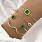 4Pcs 4 Styles Alloy Chain Bracelet & Bangle Set for Women, with Rhinestone & Glass, Mixed Color, 7-7/8 inch(20cm)