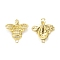Brass Micro Pave Cubic Zirconia Connector Charms, Cadmium Free & Nickel Free & Lead Free, Bees, Golden, 19.5x17x3.5mm, Hole: 1.5mm