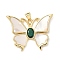 Brass Pave Natural Shell Pendants, Butterfly Charms with Dark Green Glass, Real 18K Gold Plated, Lead Free & Cadmium Free, Long-Lasting Plated, Rack Plating, Seashell Color, 25x32.5x3.5mm, Hole: 4x3.5mm