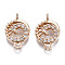 Brass Micro Pave Clear Cubic Zirconia Links Connectors, Long-Lasting Plated, Cadmium Free & Lead Free, Flat Round, Light Gold, 15.5x10x3.5mm, Hole: 1.5mm
