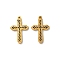 Ion Plating(IP) 304 Stainless Steel Black Enamel Pendants, Cross Charm, Real 18K Gold Plated, 19x12.5x1.5mm, Hole: 1mm