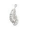 Brass Micro Pave Clear Cubic Zirconia Pendants, Leaf, Platinum, 21.3x8x2.8mm, Hole: 1.4mm