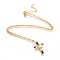 304 Stainless Steel Pendant Necklaces, with Brass Cubic Zirconia Pendants, Cross, Golden, 17 inch(43.2cm), Pendant: 28.5x17x3.5mm