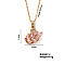 Elegant Brass Rhinestone Swan Pendant Necklace for Chic and Trendy Look, Golden, Light Rose, 15.75 inch(400mm)