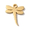 PVD Vacuum Plating 304 Stainless Steel Charms, Laser Cut, Dragonfly Charms, Golden, 12x10x1mm, Hole: 1.2mm