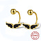 925 Sterling Silver Stud Earrings, with Enamel and 925 Stamp, Wing, Real 18K Gold Plated, Wing: 4.5x12mm