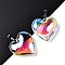 Glass Pendants, with Platinum Brass Bails, Heart, Clear AB, 38.5~39.5x34~34.5x11~11.5mm, Hole: 7x4.5mm