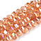 Transparent Electroplate Glass Beads Strands, AB Color Plated, Faceted, Round, Sandy Brown, 8x6mm, Hole: 1.2mm, about 60pcs/strand, 14.96 inch(38cm)