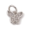Brass Micro Pave Cubic Zirconia Charms, Cadmium Free & Lead Free, with Jump Rings, Butterfly Charms, Platinum, 7x8x1.5mm, Hole: 3.4mm