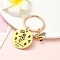 Alloy Rhinestone & 201 Stainless Steel Keychain, with Enamel and Alloy Rings, Bees, Golden, 6.2cm