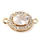 Brass Pave Clear Cubic Zirconia Connector Charms, Cadmium Free & Nickel Free & Lead Free, Oval Links, Real 18K Gold Plated, 15x8.5x5mm, Hole: 1.2mm