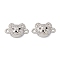 Brass Micro Pave Cubic Zirconia Connector Charms, Cadmium Free & Lead Free, Platinum, Bear Links, Clear, 2. 9.5x15x4mm, Hole: 1.4mm