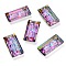 Embossed Glass Rhinestone Pendants, Rectangle, Faceted, Volcano, 20x10x5mm, Hole: 1.6mm