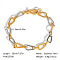 Stainless Steel Teardrop Link Chain Bracelets for Unisex, Golden & Stainless Steel Color, 7-7/8 inch(20cm)