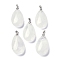 Natural Quartz Crystal Pendants, Rock Crystal Pendants, with Brass Finding, Teardrop, 35x20x7.5~9mm, Hole: 4x3.5mm