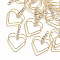 Brass Pendants, with Crystal Rhinestone, Nickel Free, Hollow, Heart, Real 18K Gold Plated, 29x18x2.5mm, Hole: 1.8mm