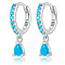 925 Sterling Silverr Micro Pave Cubic Zirconia Geometric Teardrop Hoop Earrings, Golden, Silver, Deep Sky Blue, 17mm