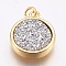 Brass Charms, with Druzy Resin Cabochon, Flat Round, Golden, Silver, 14x11.5x3mm, Hole: 2mm