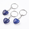 Natural Dyed Lapis Lazuli Keychain, with Platinum Iron Findings, Heart, 72mm