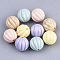 Spray Painted Acrylic Beads, Corrugated Beads, Rubberized Style, Round, Mixed Color, 11x11mm, Hole: 2mm, about 720pcs/500g