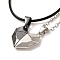 Rack Plating Alloy Heart Pendant Necklaces Sets, Magnetic Couples Necklaces, with Leather Rope & Brass Cable Chain, Silver, 17.95 inch(45.6cm), 24.09 inch(61.2cm), 2pcs/set