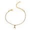 Fashionable and Creative Rhinestone Anklet Bracelets, English Letter A Hip-hop Creative Beach Anklet for Women, Golden