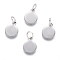 Non-Tarnish 304 Stainless Steel Charms, with Jump Rings, Blank Stamping Tag, Flat Round, Stainless Steel Color, 10.5x8x0.8mm, Hole: 3.5mm