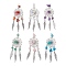 6Pcs 6 Styles Natural & Synthetic Mixed Gemstone & Alloy Woven Web/Net with Feather Big Pendants, Glass Butterfly Charms, 85~88x28.5x7~7.5mm, Hole: 4.5x3mm, 1pc/style