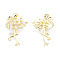 Brass Micro Pave Cubic Zirconia Pendants, with ABS Plastic Imitation Pearl, Real 18K Gold Plated, Nickel Free, Flamingo, Clear, 25.5x17.5x5mm, Hole: 3x4mm