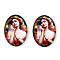 Glass Cabochons, with European Style Pattern, Oval, Pearl Pink, 25x18x6mm